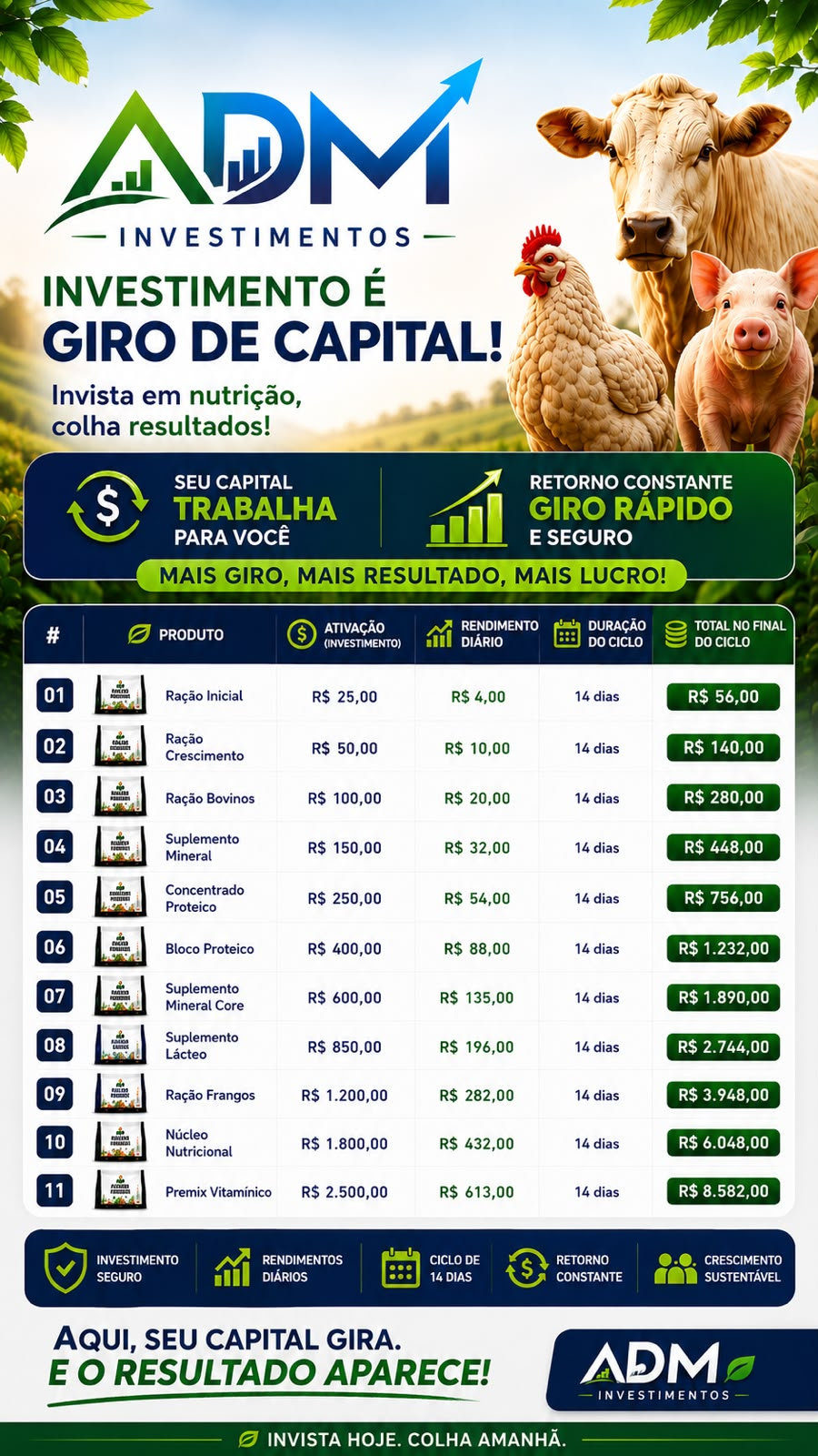 ADM Investimentos e planos